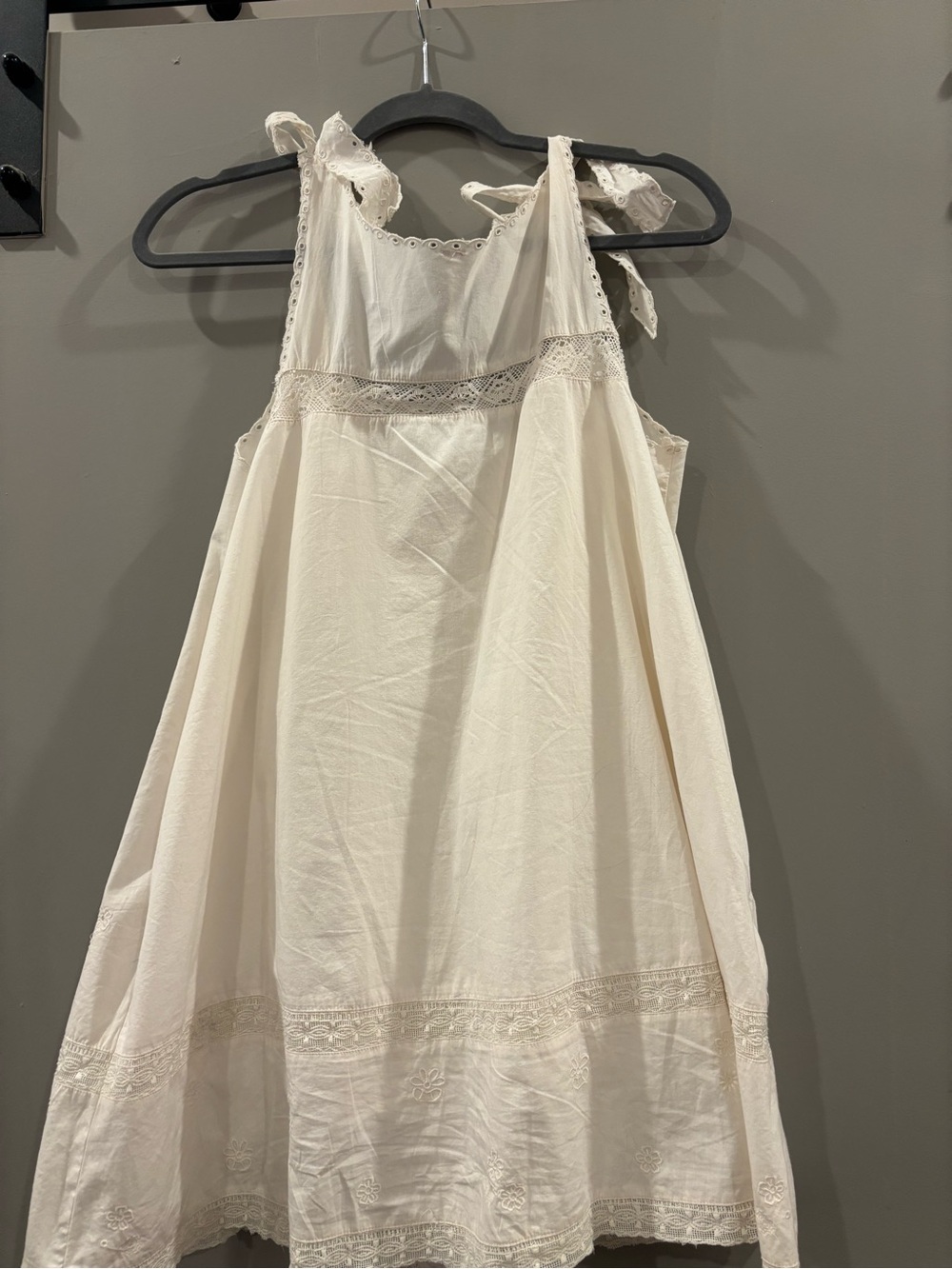 Free People Cream Eyelet Tie-Shoulder Mini Dress - Picture 3 of 3
